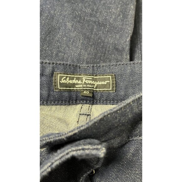 SALVATORE FERRAGAMO DARK NAVY CROPPED DENIM JEANS 28 - Picture 8 of 9